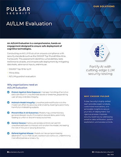 Pulsar Security Datasheet - AI/LLM Evaluation