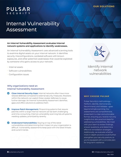 Pulsar Security Datasheet - Internal Vulnerability Assessment